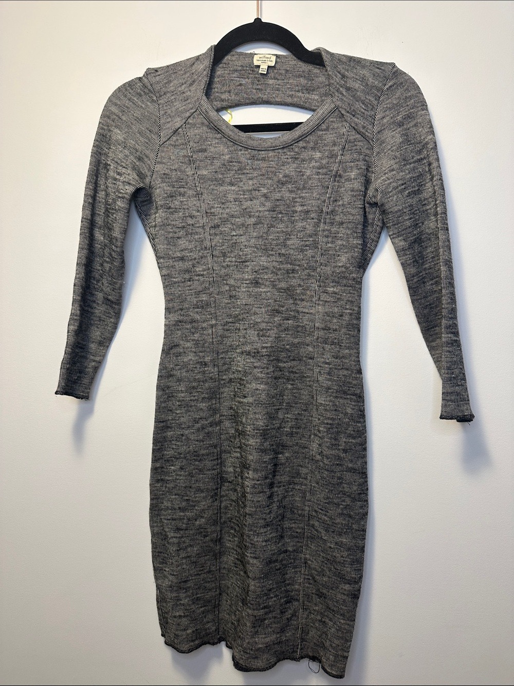 Wilfred Heather Gray Long Sleeve Wool Blend Open Back Knit Dress